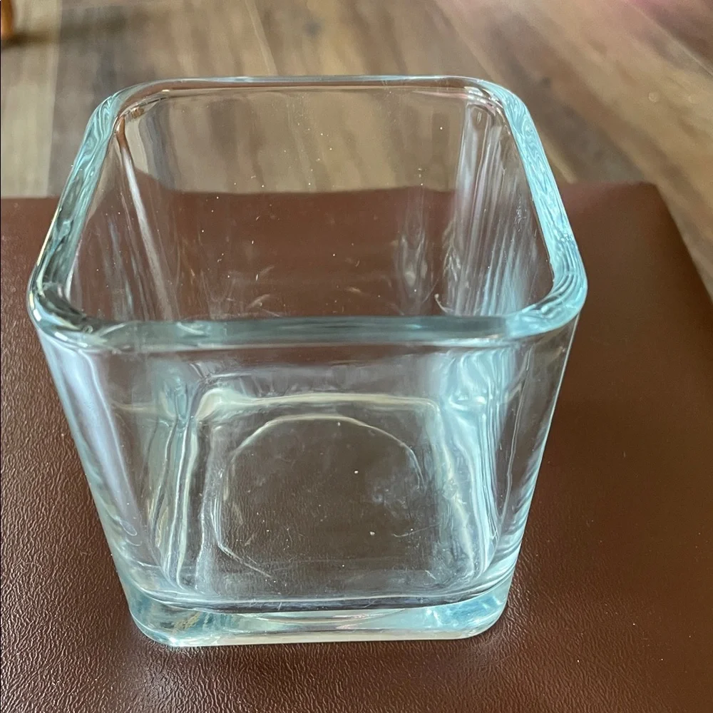 Clear Glass Square Candle Holder